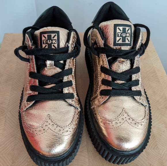 TUK platform, rose gold sneakers. - Picture 2 of 5